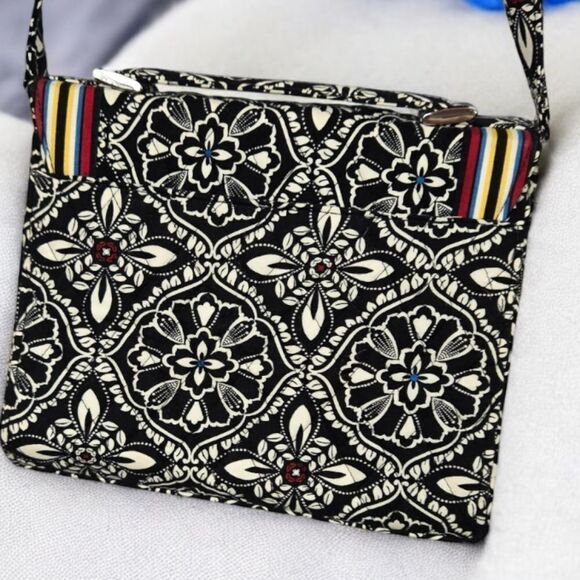 Vera Bradley Barcelona Black Julia Satchel Crossbody Strap Handle Lock Purse Bag - Picture 13 of 14